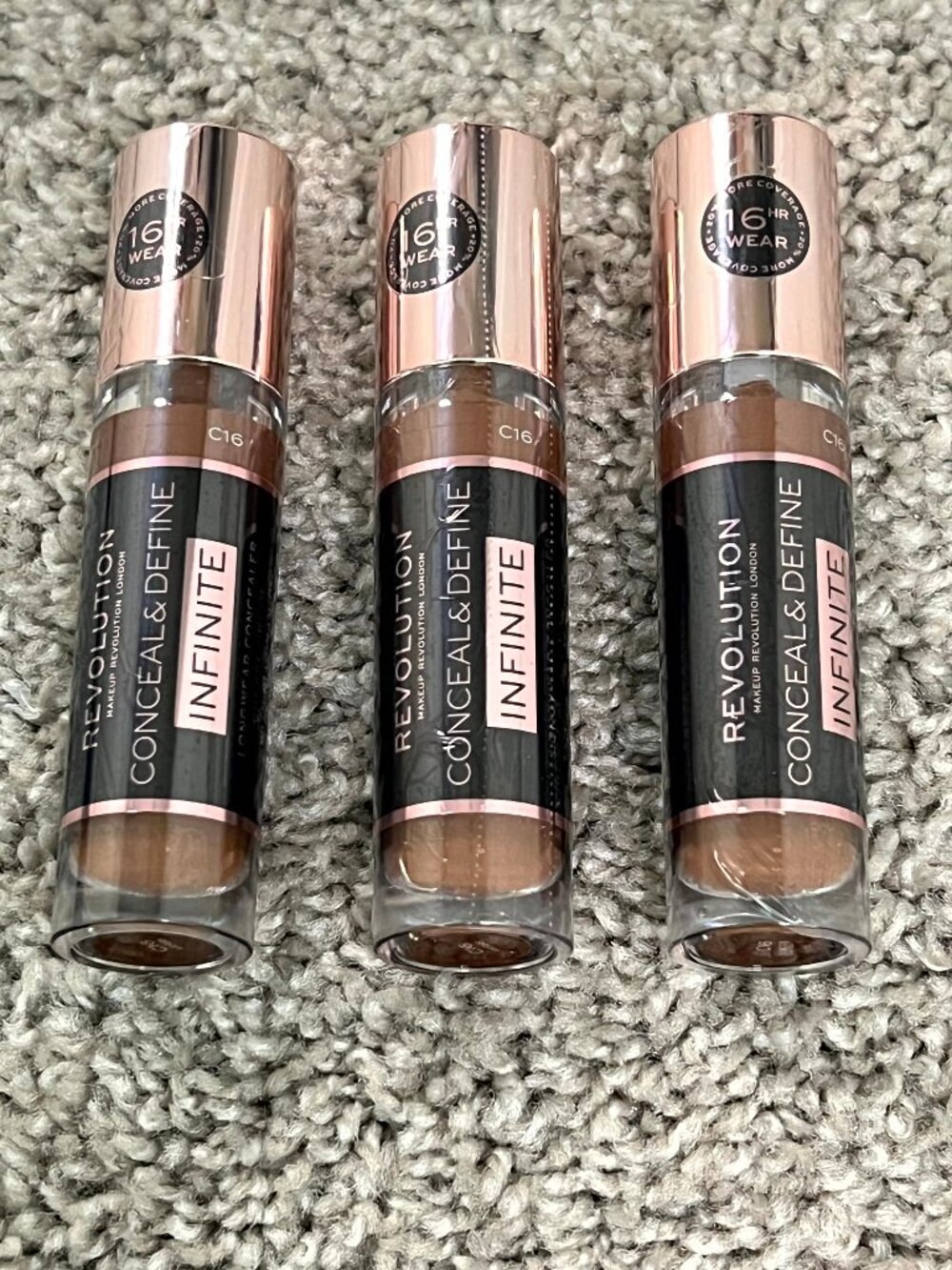 Makeup Revolution Conceal & Define Infinite Longwear Concealer XL C16 3 Pack